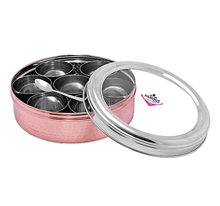 Copper Glass Lid Masala Box